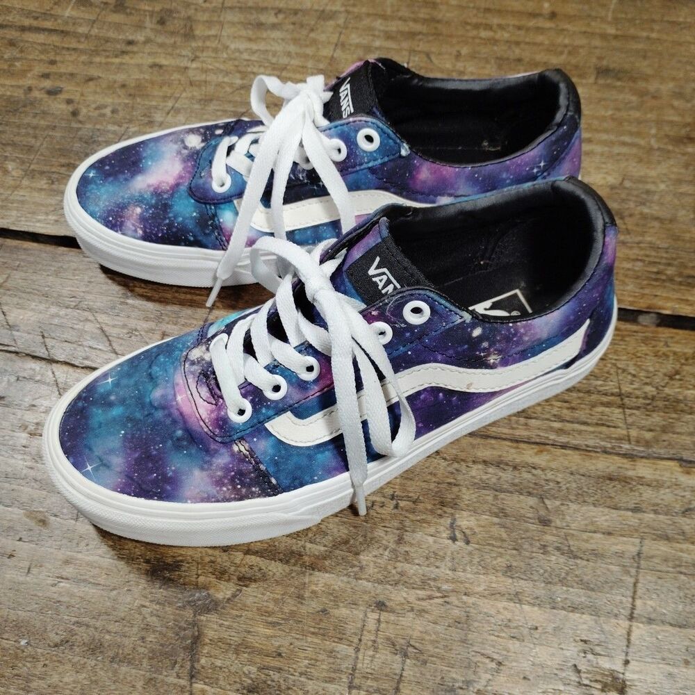 VANS Galaxy Shoes Size 7.5 Sneakers Lace Up Purple Blue Universe - Picture 4 of 9
